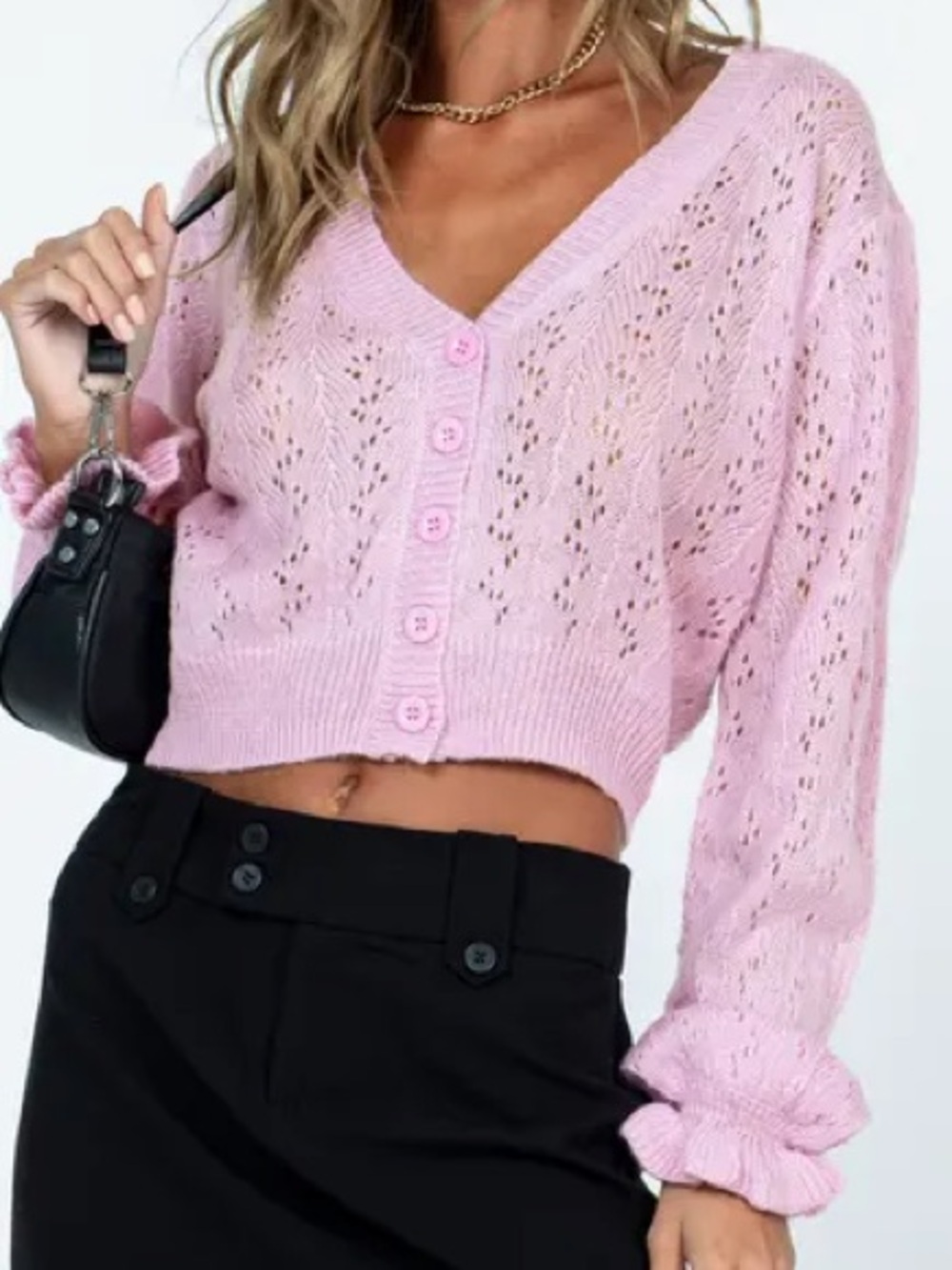 Princess Polly Lyric Open Stitch Crop
Cardigan Pink/Purple